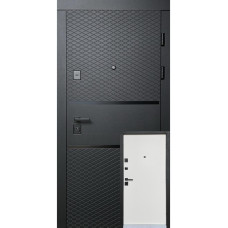 Дверь входная TEHNO DVERI Комфорт Грация BLACK квартира 960х2040 Черная шагрень/Белый супермат