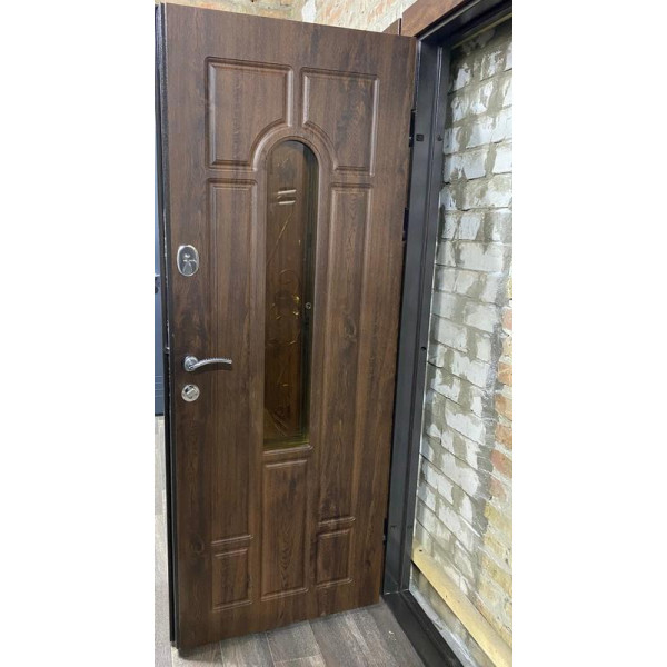 Двері вхідні TEHNO DVERI Стандарт плюс Арка вулиця з куванням 1200х2040 Дуб бронзовий